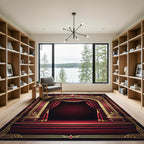 Grand Crimson Art Deco Stage Curtain Rug