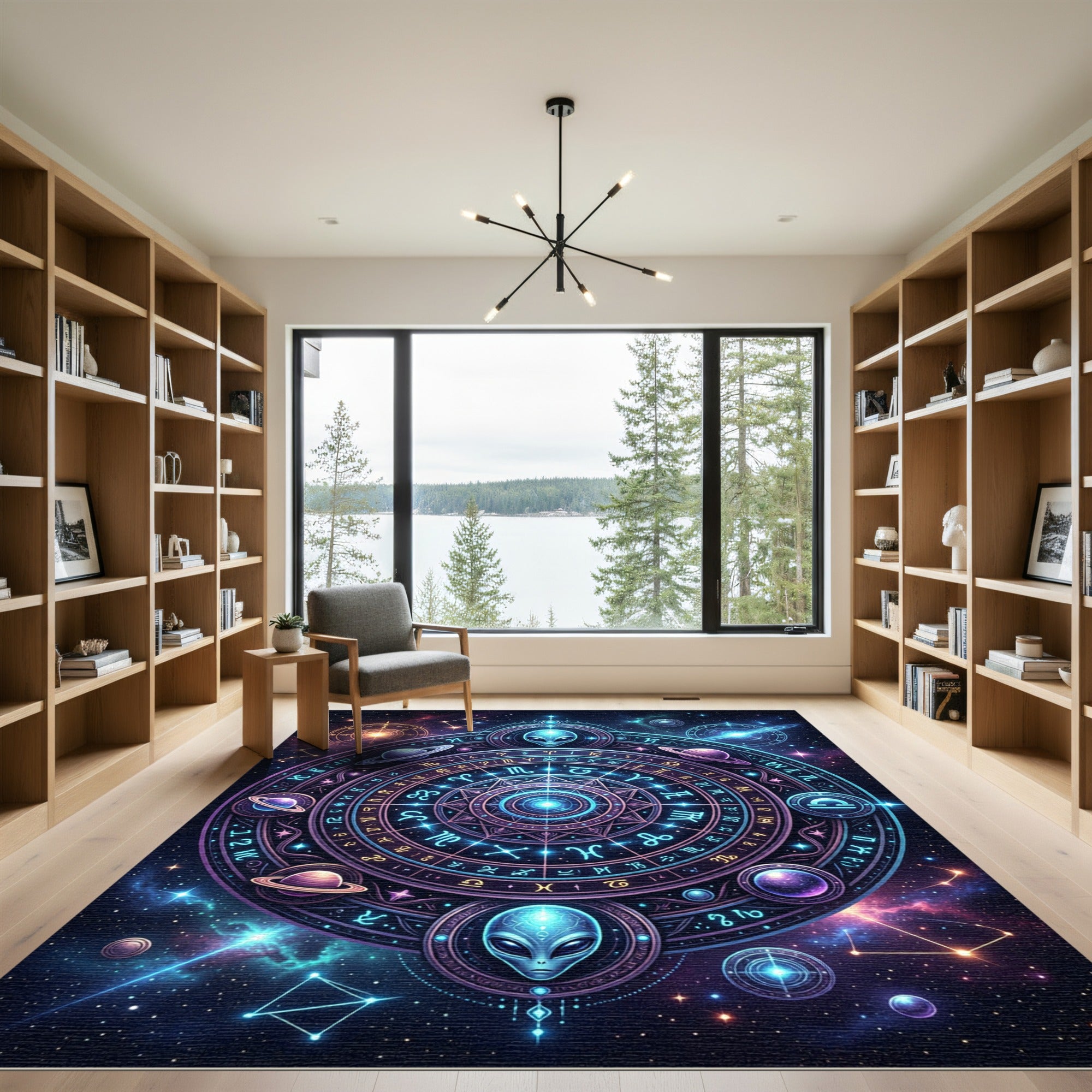 Cosmic Alien Zodiac Celestial Constellation Orb Rug