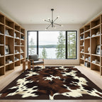 Rustic Brown White Spotted Cowhide Rug
