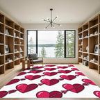 Red Hearts Arrow Pattern Rug