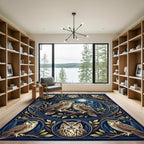 Midnight Blue Forest Owl Medallion Rug