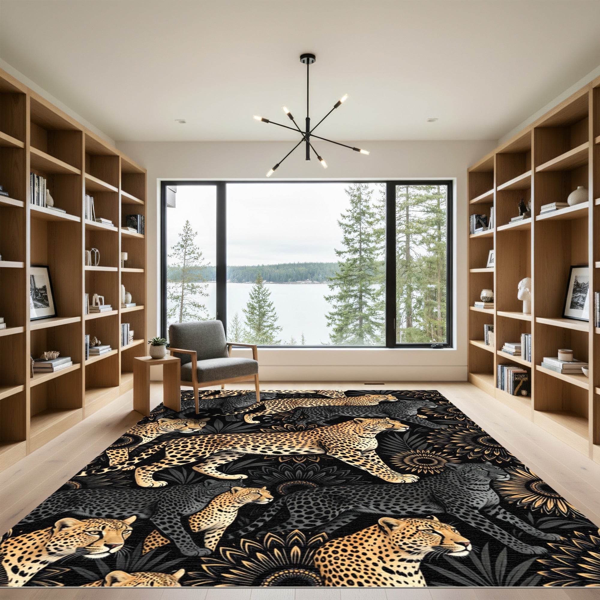 Golden Cheetah Black Panther Ensemble Rug