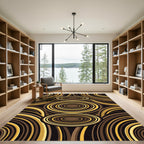 Ochre Brown Concentric Ovals Rug