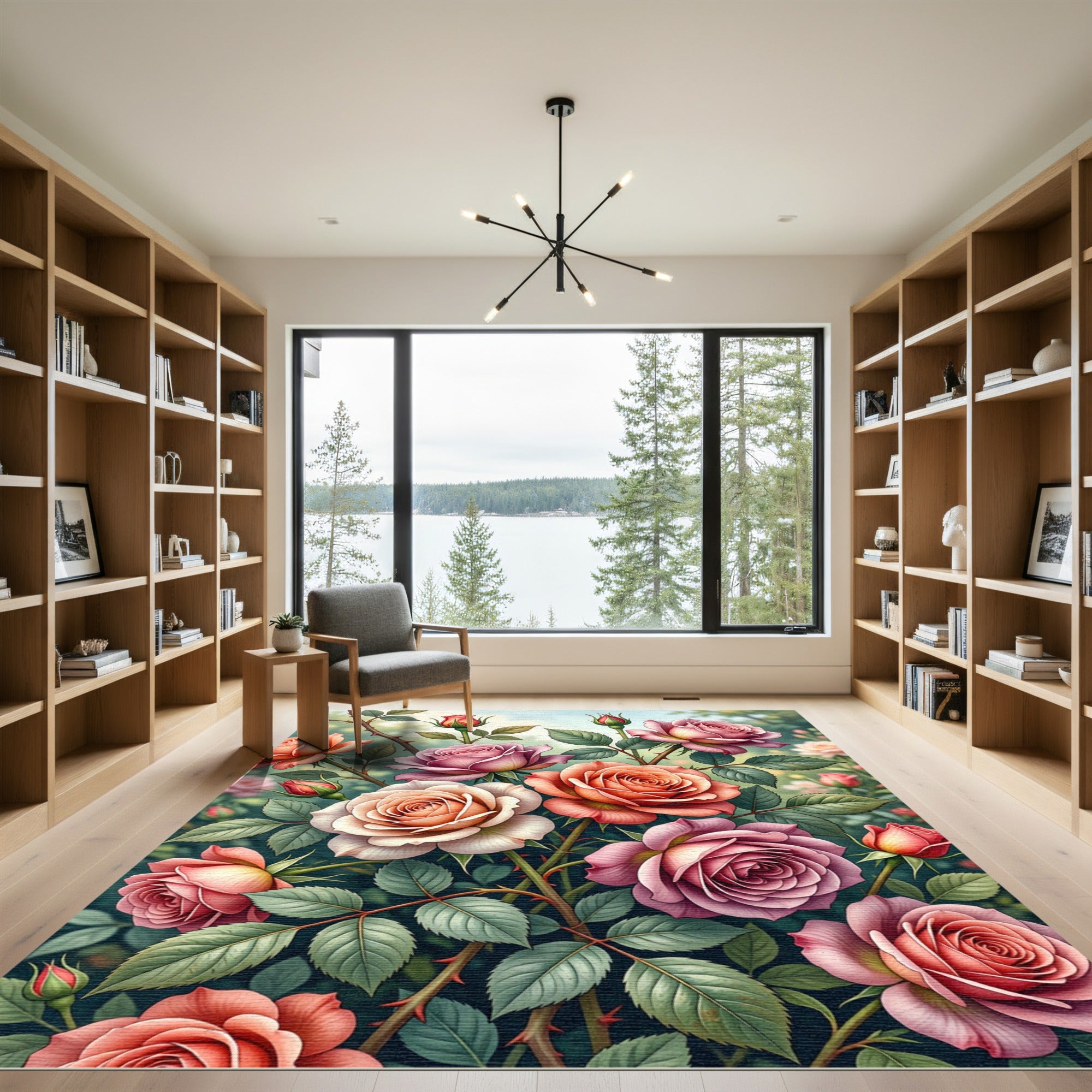 Vibrant Pastel Rose Garden Bouquet Rug
