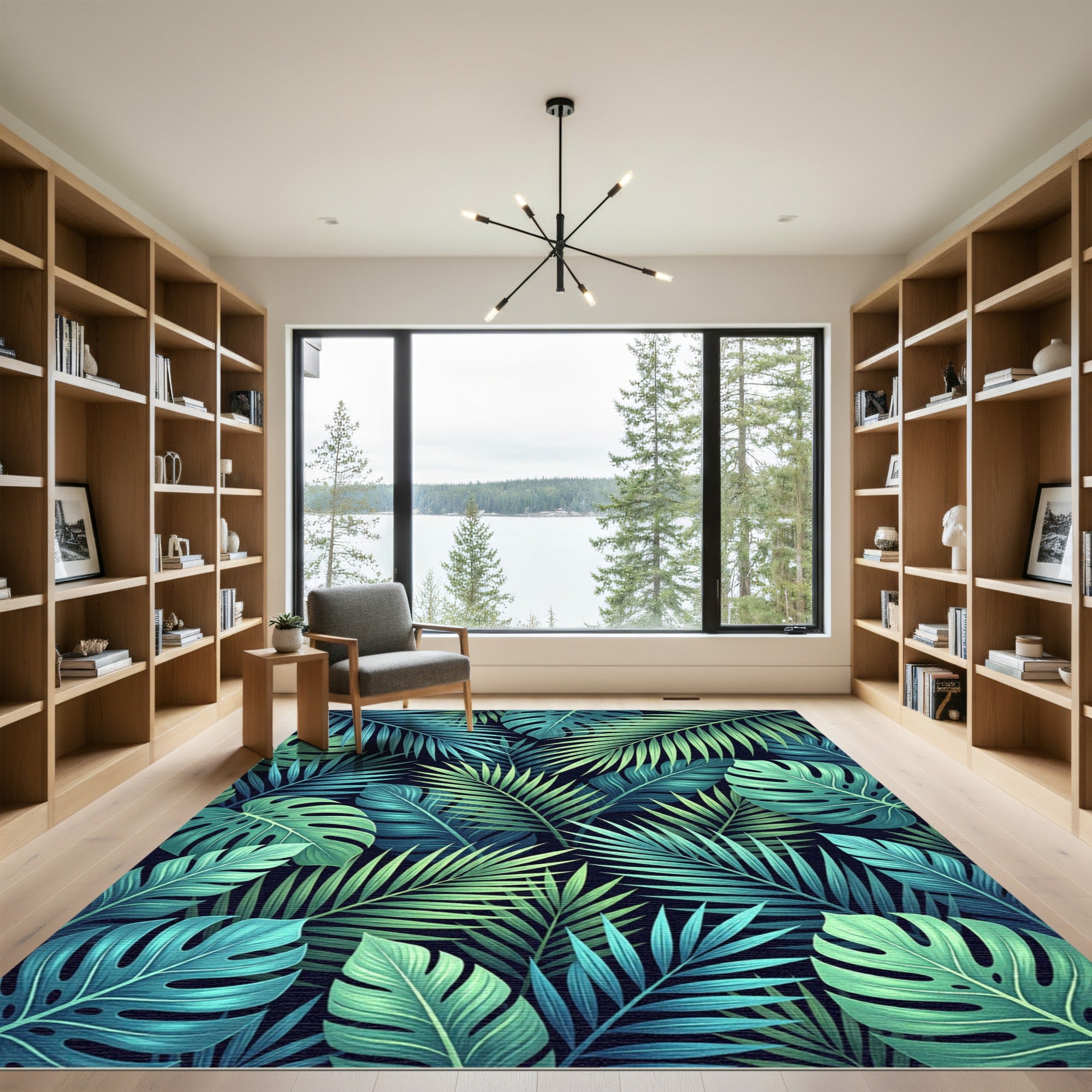 Lush Tropical Foliage Botanical Leaf Rug