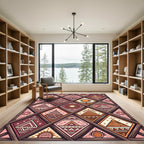 Terracotta Sun Diamond Geometric Pattern Rug