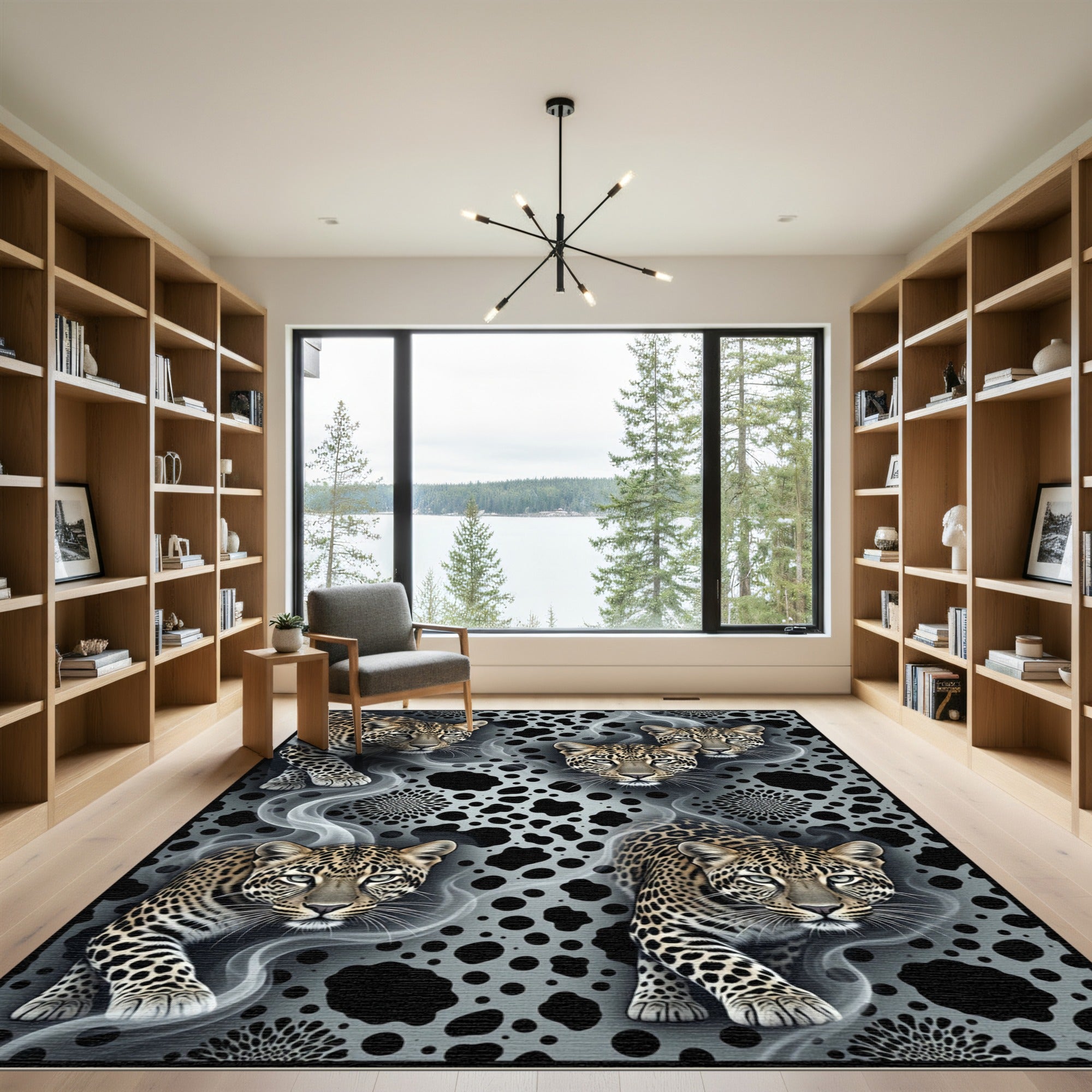 Majestic Leopard Smoke Black Gray Rug