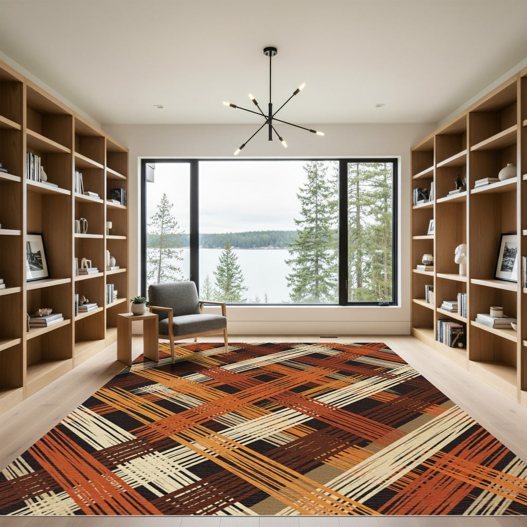 Earthy Interwoven Stripe Pattern Rug
