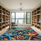 Vibrant Starfish Coral Underwater Scene Rug
