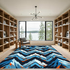 Blue Orange White Mountain Zigzag Rug