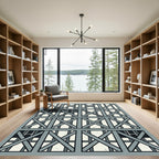 Gray Geometric Interlocking Square Window Rug
