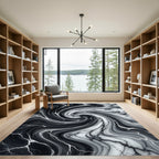 Monochromatic Swirl Marble Stone Rug