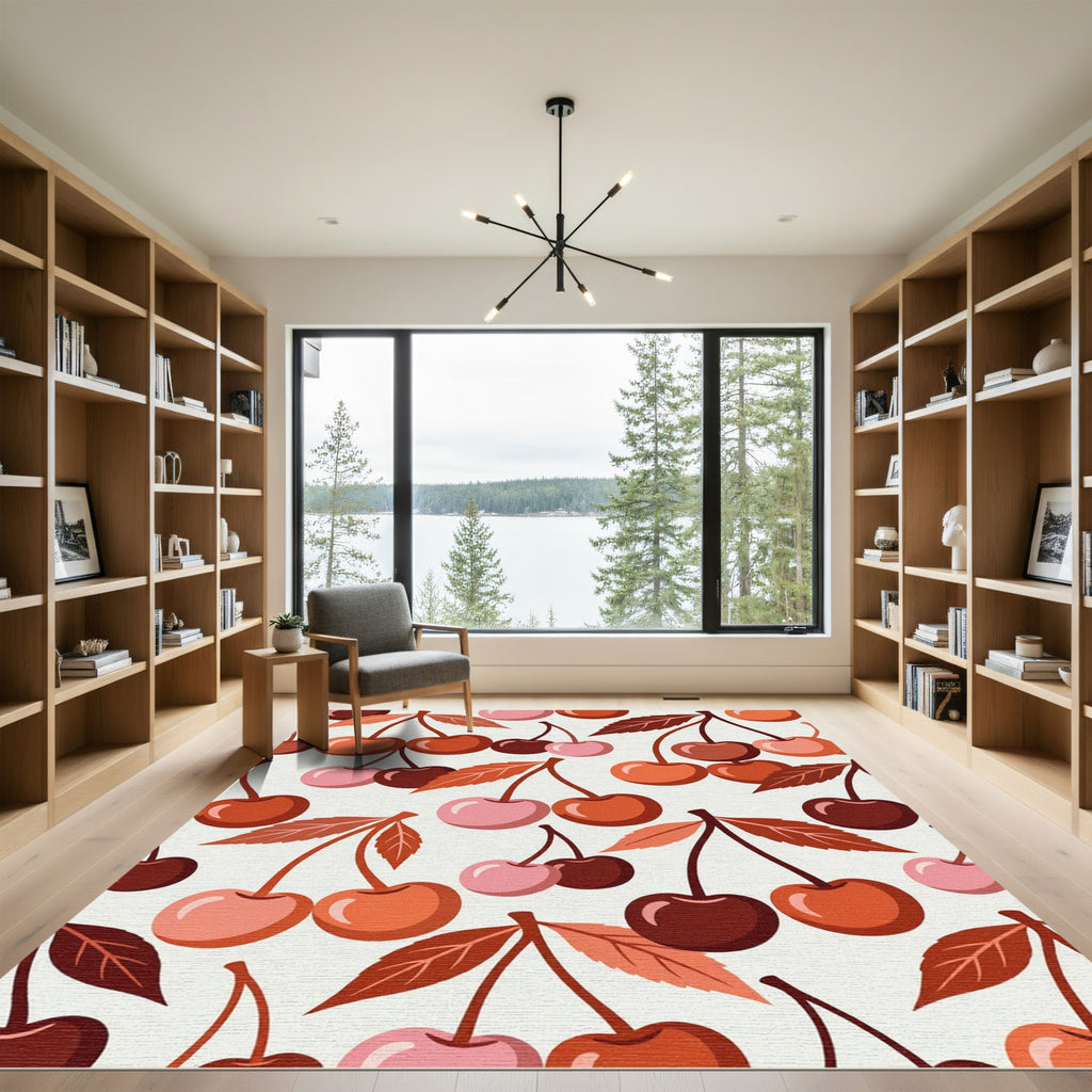 Warm Cherry Clusters Botanical Repeating Rug