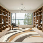 Neutral Swirl Brushstroke Symmetrical Rug