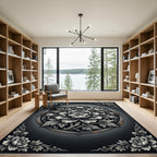 Monochromatic Embellished Peony Circular Medallion Rug