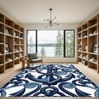 Indigo Nautical Anchor Rope Weave Rug