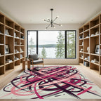 Abstract Pink Swirls Graffiti Rug