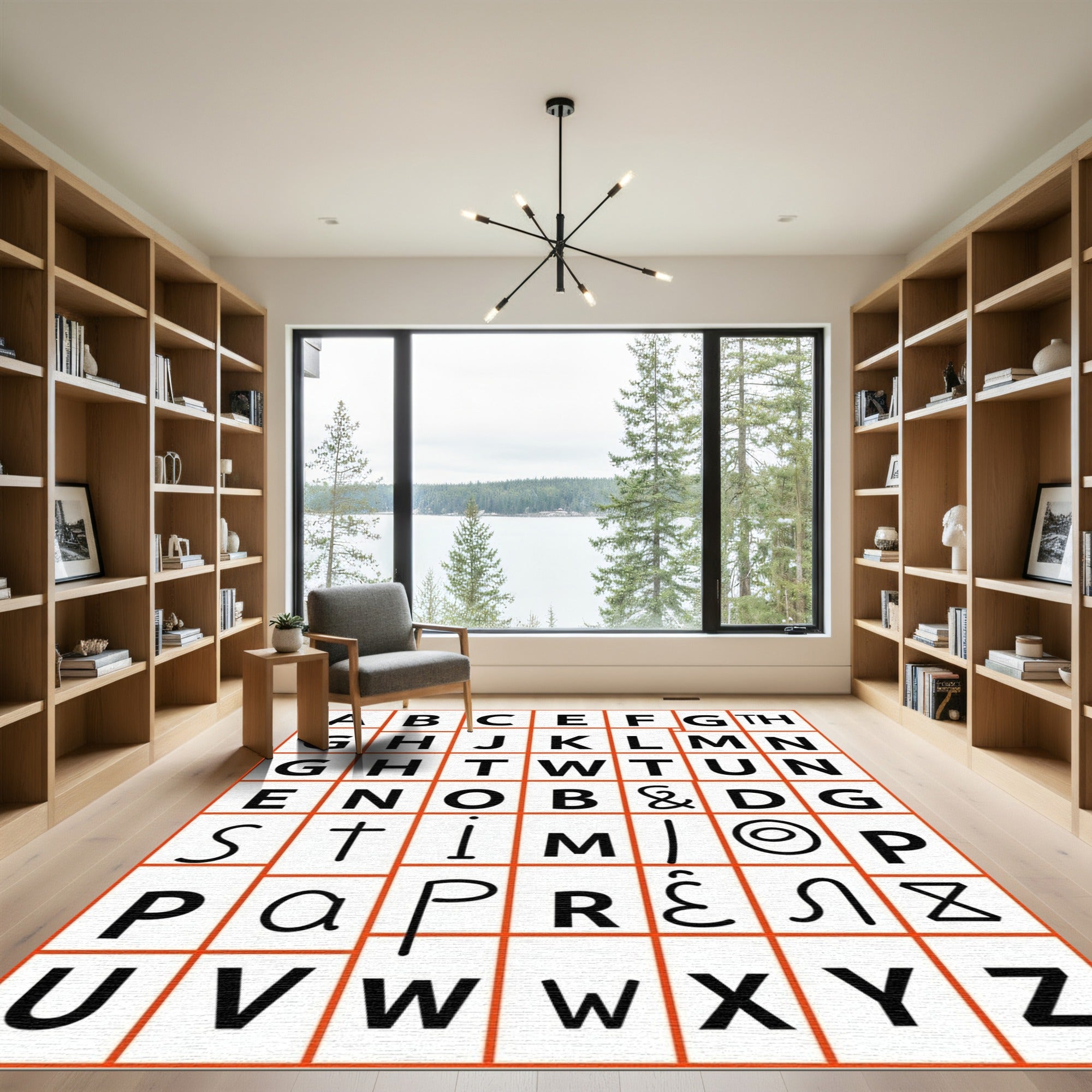 Bold Alphabet Grid Composition Rug