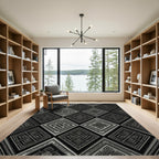 Geometric Black Diamond Tribal Rug
