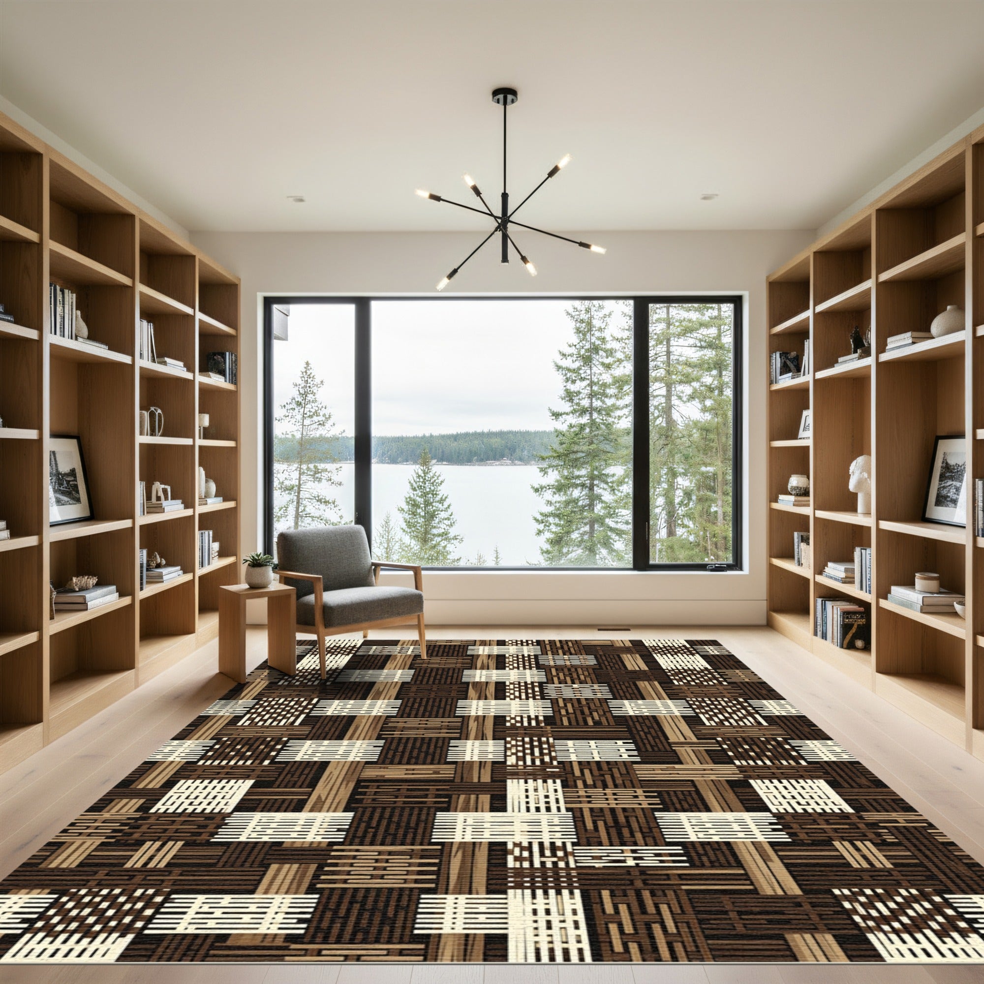 Wood Weave Patchwork Composition Rug
