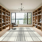Modern Gray Tartan Check Rug