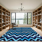 Bold Blue Zigzag Chevron Rug