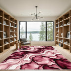 Abstract Burgundy Flowing Ink Swirls Rug