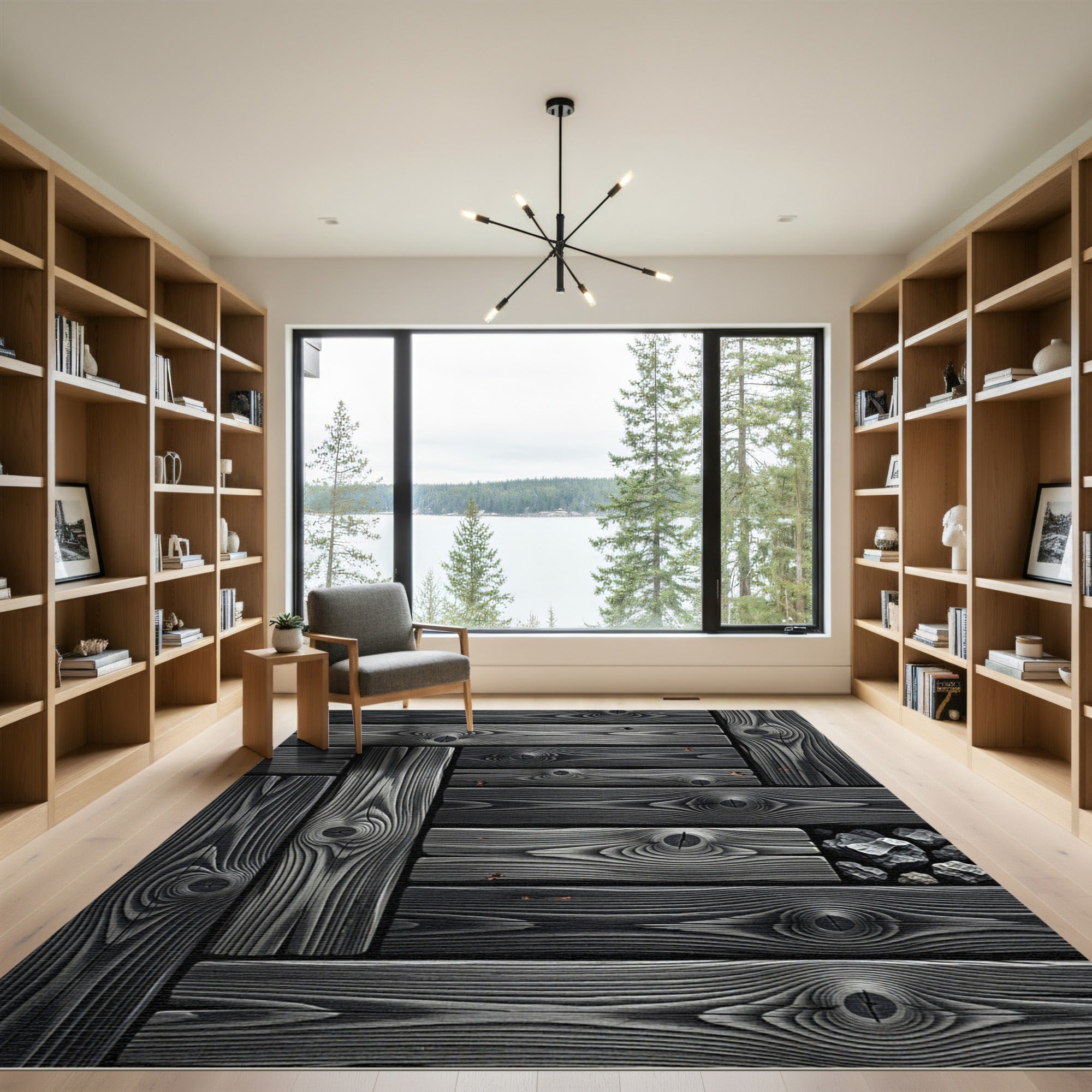 Dark Wood Grain Texture Rug