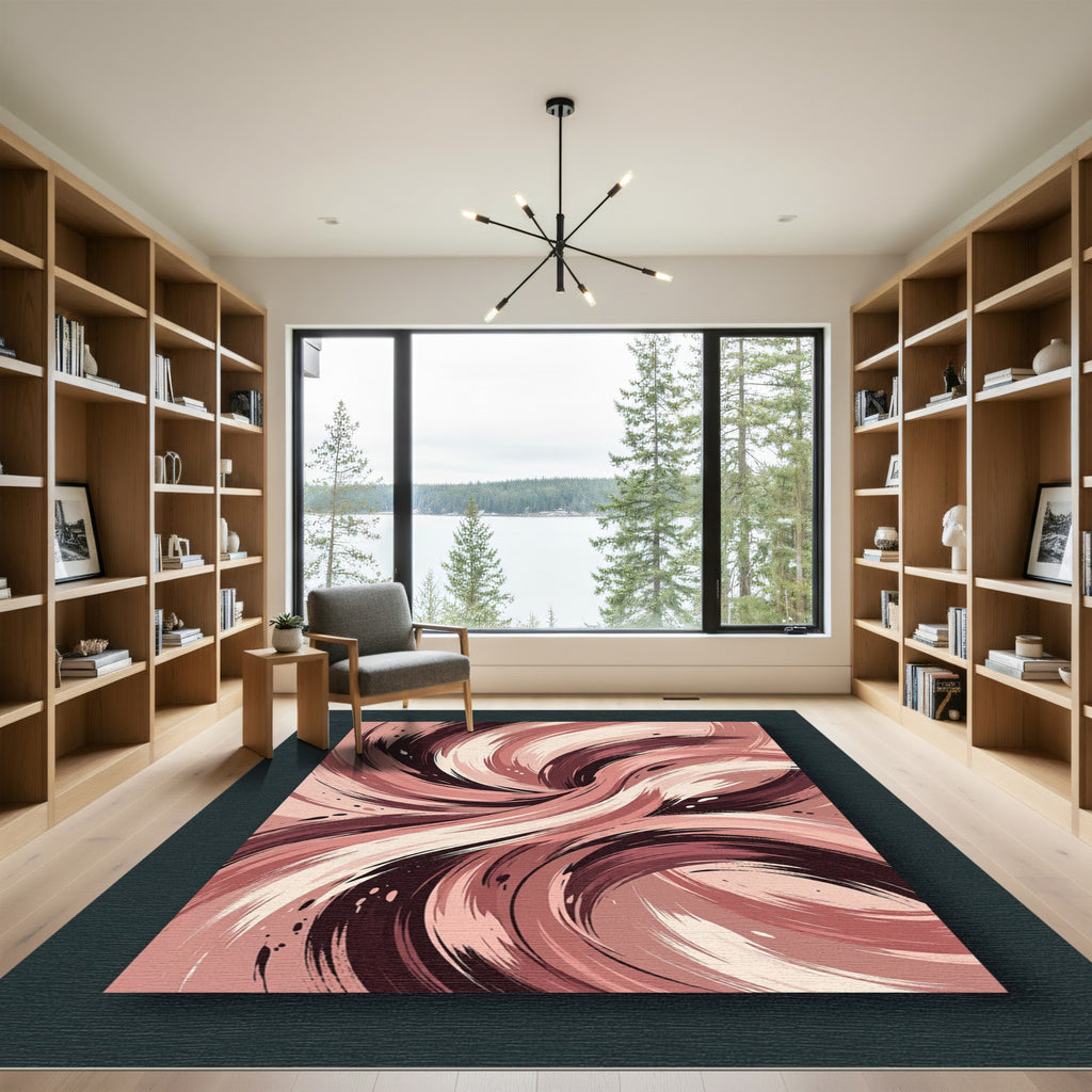 Abstract Earthy Tone Swirl Art Rug