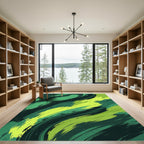 Verdant Abstract Brushstroke Flow Rug