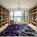 Neon Purple Smoke Hexagonal Geometric Rug