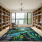 Rainy Tropical Jungle Foliage Stream Rug