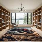 Dynamic Red Monster Truck Action Rug