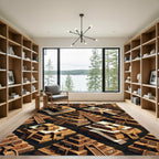 Isometric Aztec Temple Earth Tone Rug