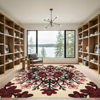 Crimson Pink Blossom Radial Medallion Rug