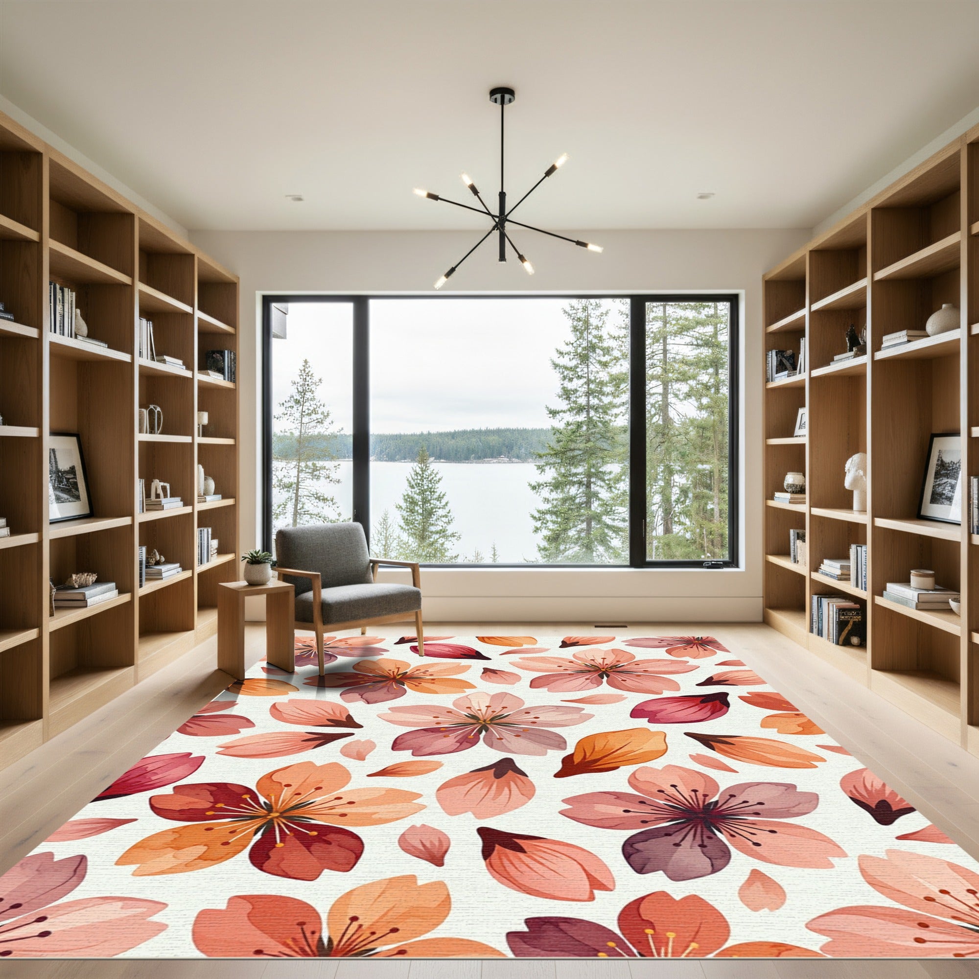 Floral Blossom Watercolor Palette Rug