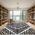 Bold Black Geometric Chevron Rug