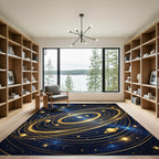 Golden Celestial Planetary Orbit Rug