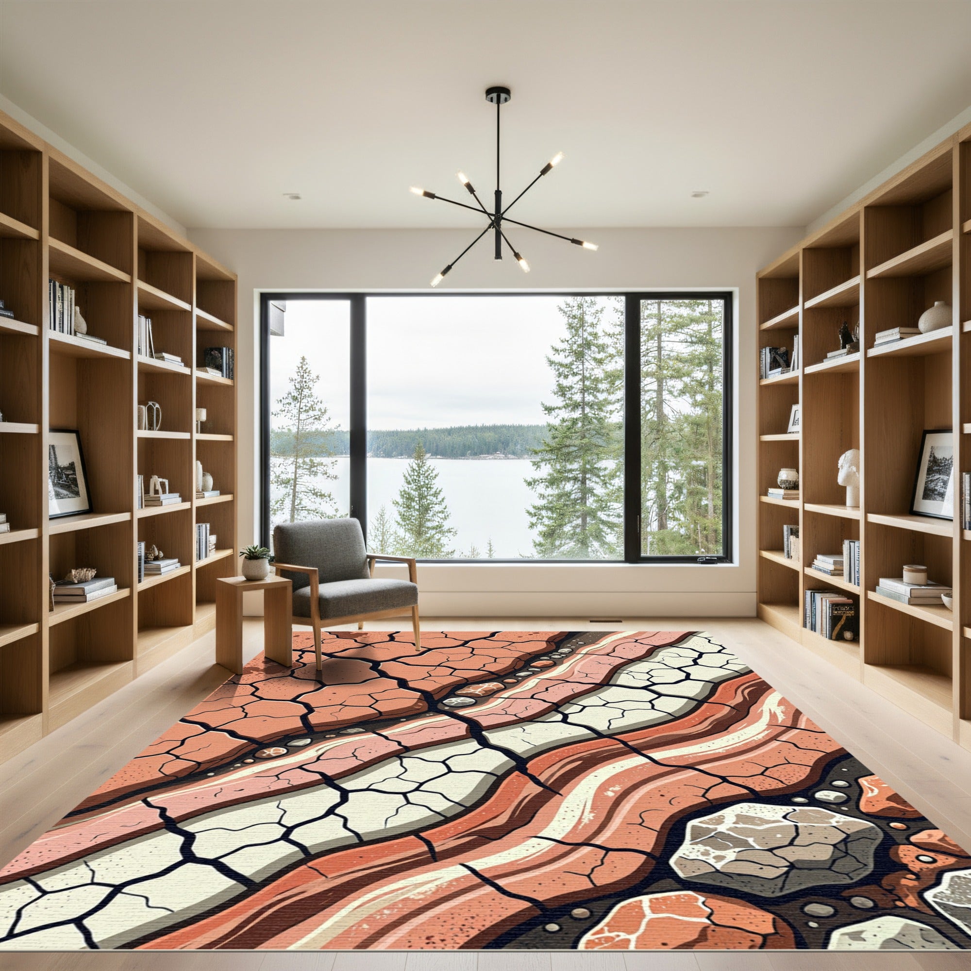 Cracked Earth Terracotta Layered Linear Rug