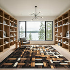 Woven Wood Tones Interlocking Geometric Rug
