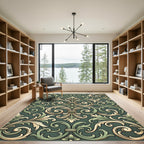 Elegant Sage and Cream Acanthus Scroll Rug
