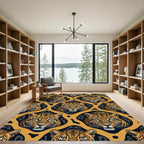 Fierce Leopard Head Golden Ochre Rug