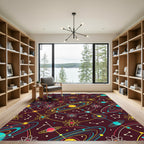 Cosmic Celestial Rings and Atoms Rug