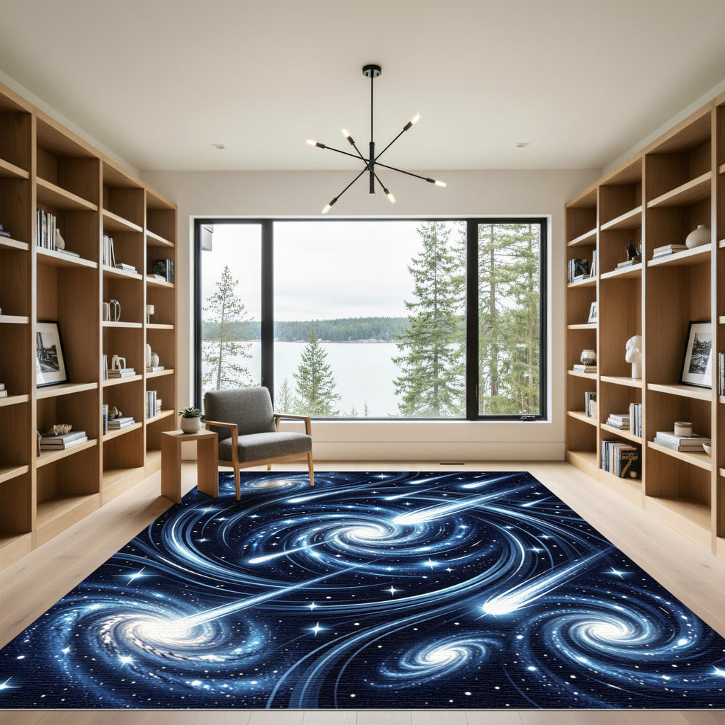 Cosmic Swirling Galaxy Starry Night Rug