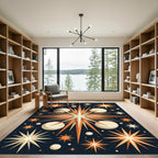 Geometric Mid Century Celestial Star Rug