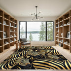 Luxurious Black Gold Zebra Herd Rug