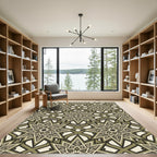 Olive Geometric Star Tile Art Rug