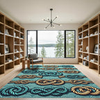 Nautical Marine Rope Knot Teal Backdrop Rug
