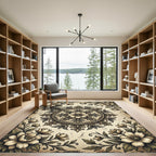 Vintage Cream Floral Medallion Scroll Rug