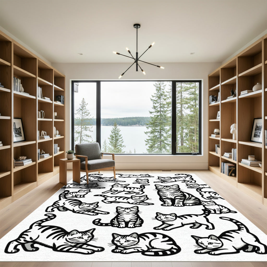 Whimsical Tabby Cat Collection Rug
